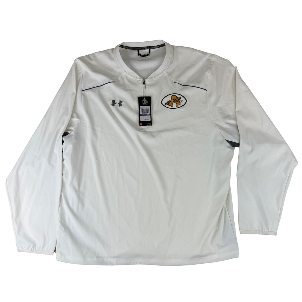 Under Armour Windbreaker Mens 2XL White Quarter Zip Jaguar Mascot Logo 1252003